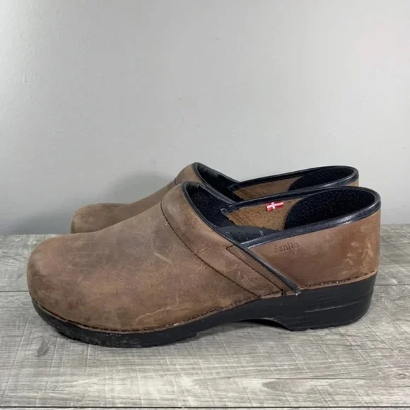 Sanita Professional Men's Distressed Leather Mules Shoes Clogs Size 13 US 47 EU - Picture 5 of 9